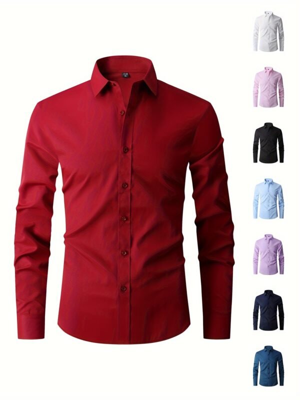 Mens Long Sleeve Slim Fit Dress Shirts - Image 7