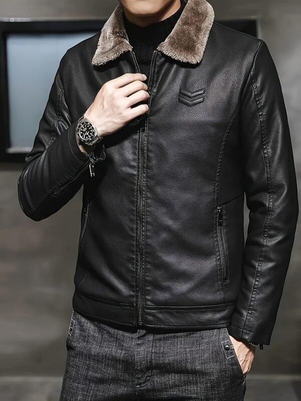 Men's Winter Faux Leather Jacket - Image 4