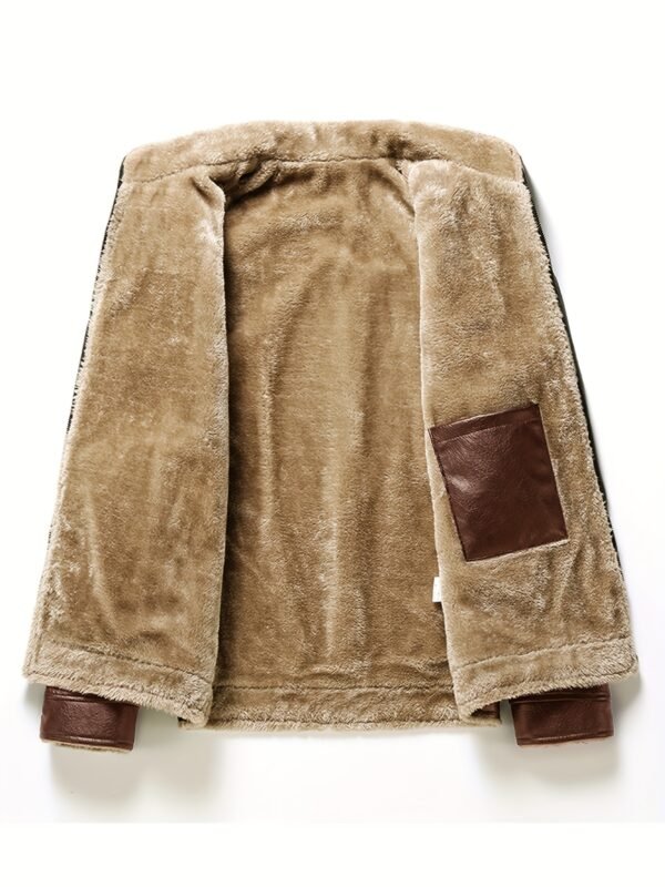 Men's Casual Warm Fleece Lined PU Leather Jacket - Image 5