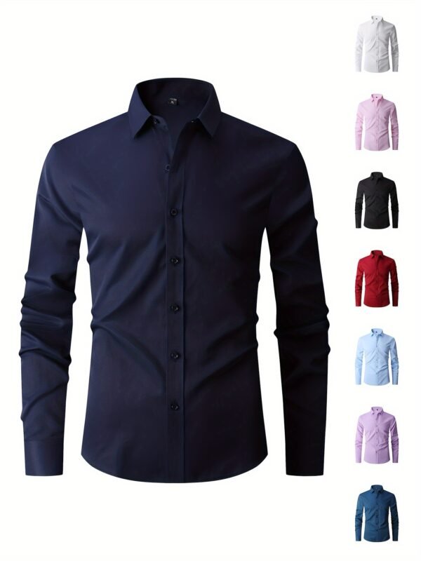 Mens Long Sleeve Slim Fit Dress Shirts - Image 8