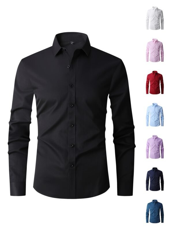 Mens Long Sleeve Slim Fit Dress Shirts - Image 4